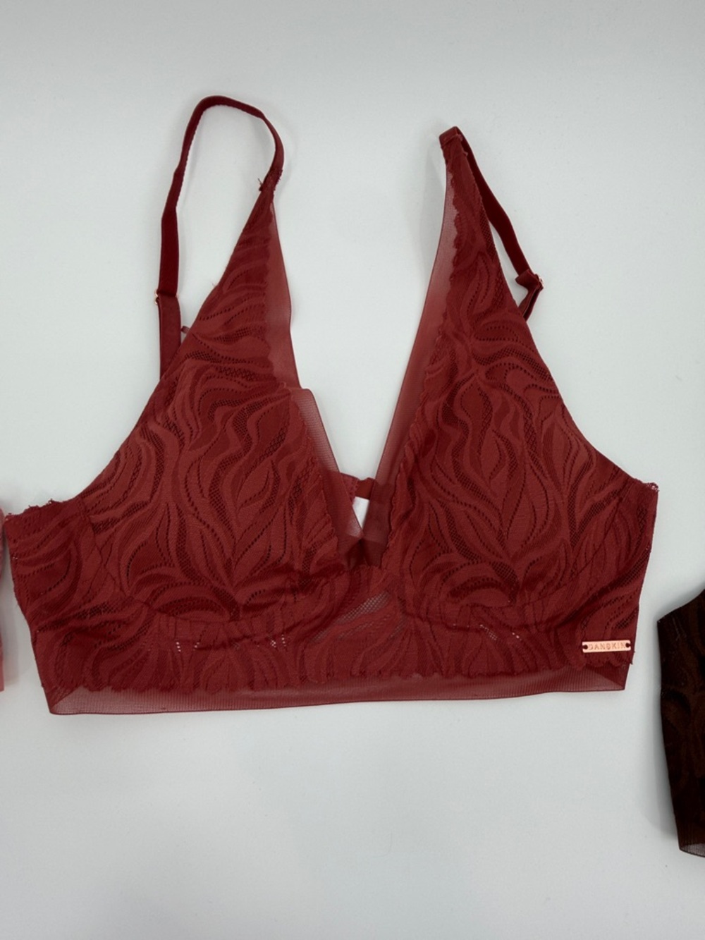 NWT Danskin Lace Bralette Trio - Chocolate, Burgundy & Mauve - Picture 4 of 8